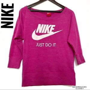 Nike Logo 3/4 Sleeves Shirt Heather Pink  Vintage Look